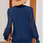 Openwork V-Neck Long Sleeve T-Shirt