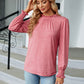 Round Neck Flounce Sleeve Blouse
