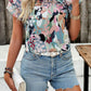 Printed Ruffled Mock Neck Blouse
