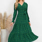 Swiss Dot Tied Surplice Flounce Sleeve Dress