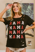 BiBi MAMA Graphic Distressed Short Sleeve T-Shirt - Brand BiBi *