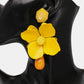 Bloosm Flower and Teardrop Resin Dangle Earrings