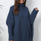 One Size Turtle Neck Long Sleeve Ribbed Sweater