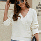 Malibu Dreams Surplice Neck Long Sleeve Sweater 🦋