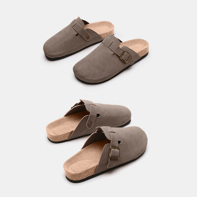 Suede Shoe Closed Toe Buckle Slides