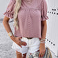 Eyelet Mock Neck Flounce Sleeve Blouse