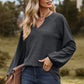 Full Size Notched Neck Raglan Sleeve Blouse
