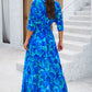 Printed Tied Half Sleeve Slit Dress