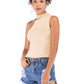 OCEAN CHIC Asymmetrical Sleeveless Rib-Knit Top