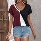 Women's Bryony Color Block Decorative Button V-Neck Tee