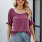 Full Size Short Flounce Sleeve Top
