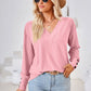 Full Size V-Neck Long Sleeve Blouse