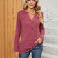 Full Size Notched Neck Long Sleeve T-Shirt