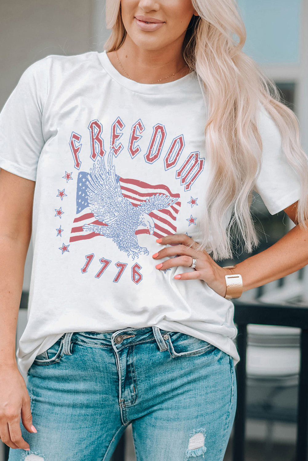 Women's Full Size FREEDOM 1776 Graphic Tee