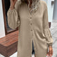 Notched Neck Balloon Sleeve Shirt