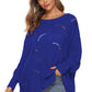 Full Size Round Neck Long Sleeve Openwork Sweater