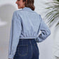 Collared Neck Dropped Shoulder Buttoned Jacket