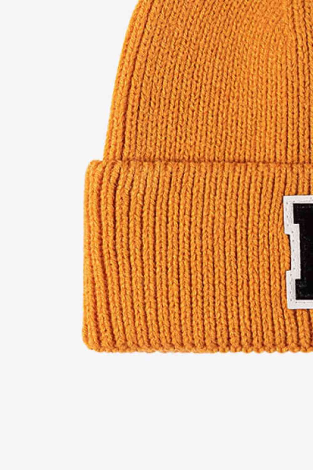 EZBeanie Letter Patch Cuffed Knit Hat Beanie