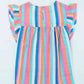 Multicolored Stripe Flutter Sleeve Blouse
