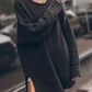 LoversLane Openwork Round Neck Long Sleeve Slit Sweater