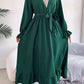 Contrast Belted Flounce Sleeve Dress