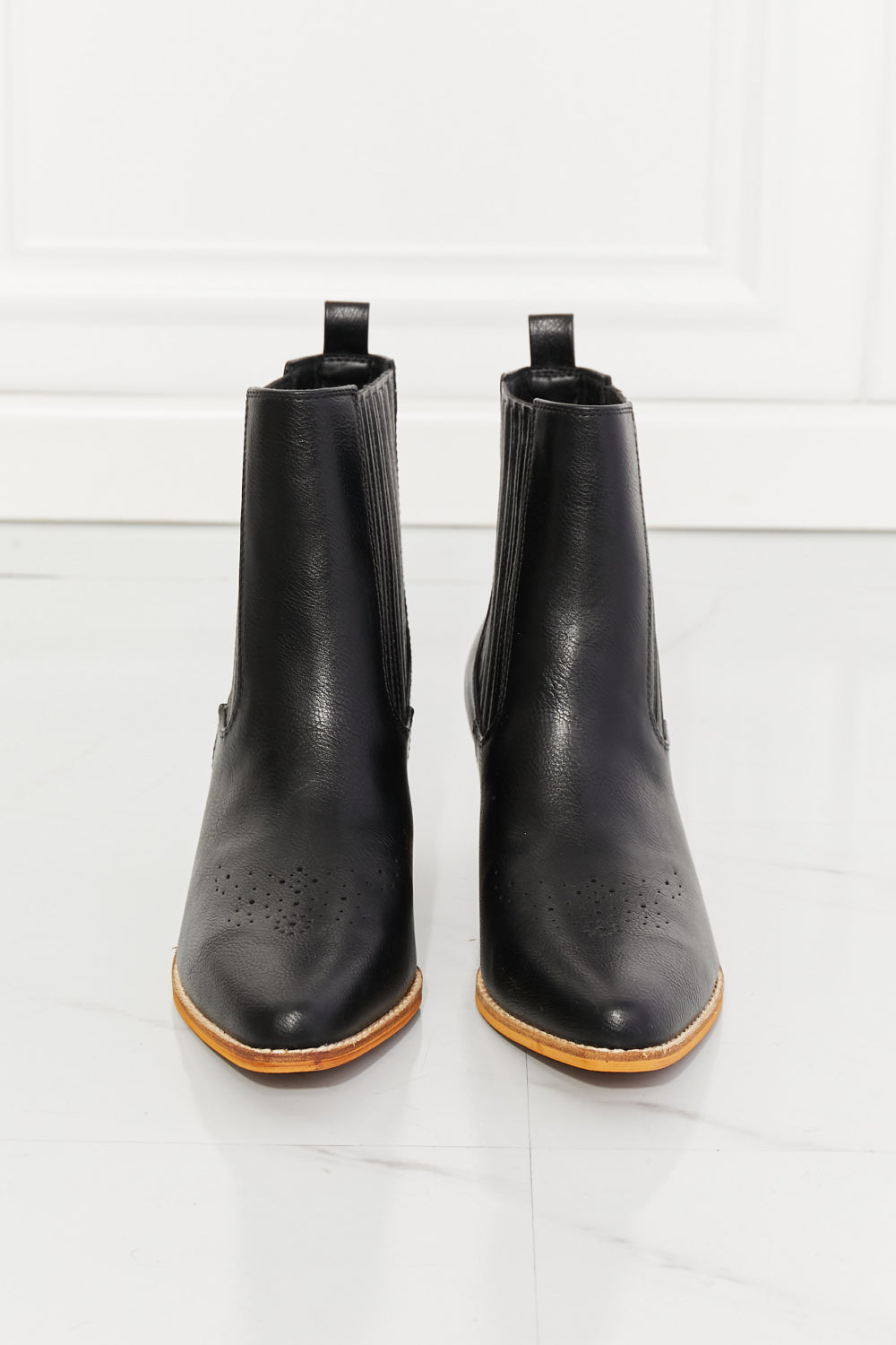 Women's MMShoes Love the Journey Stacked Heel Chelsea Boot in Black