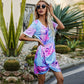Women's Twisted V-Neck Short Sleeve Dress