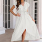 Ruffled Surplice Tie Waist Slit Midi Dress
