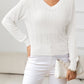 AuroraBlissX V-Neck Long Sleeve Eyelet Knit Top