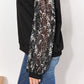 And The Why Black Full Size Foil Printed Sleeve Top