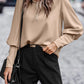 Full Size Round Neck Lantern Sleeve Blouse