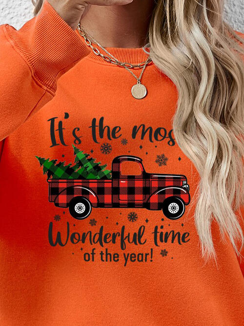 CHRISTMAS THEMED Graphic Round Neck Long Sleeve Sweatshirt