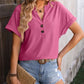 Eyelet Notched Short Sleeve T-Shirt