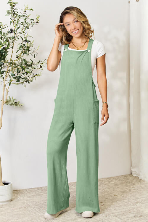 Double Take Full Size Wide Strap Overall with Pockets *