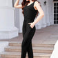 Drawstring Round Neck Sleeveless Jumpsuit