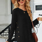 Decorative Button Round Neck T-Shirt