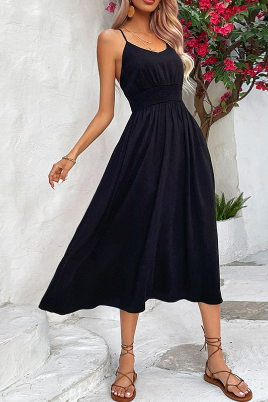 Women's Spaghetti Strap Scoop Neck Midi Dress