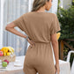 Amia Alora Decorative Button Round Neck Short Sleeve Romper