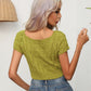 Cable-Knit Round Neck Short Sleeve Knit Top