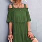Cold-Shoulder Frill Trim Tiered Dress