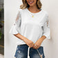 Ruffled Cutout Round Neck Half Sleeve T-Shirt