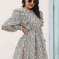 Haven Printed Ruffle Trim Smocked Long Sleeve Mini Dress