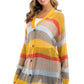 One Size Color Block Openwork Long Sleeve Cardigan