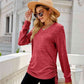 Full Size Drawstring V-Neck Long Sleeve T-Shirt