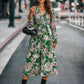 Printed Tie Front Surplice Flounce Sleeve Dress