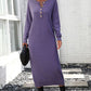 Decorative Button Notched Dropped Shoulder Sweater Dress