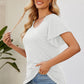 Smocked Round Neck Flutter Sleeve T-Shirt