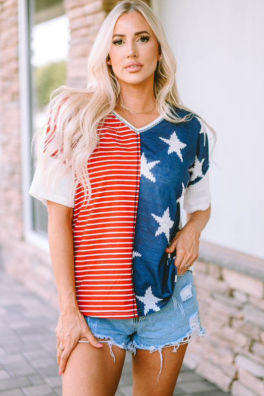 Women's Star and Stripe V-Neck Top