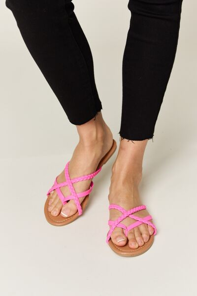 WILD DIVA Crisscross PU Leather Open Toe Sandals *
