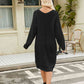 CozyWonders V-Neck Long Sleeve Sweater Dress